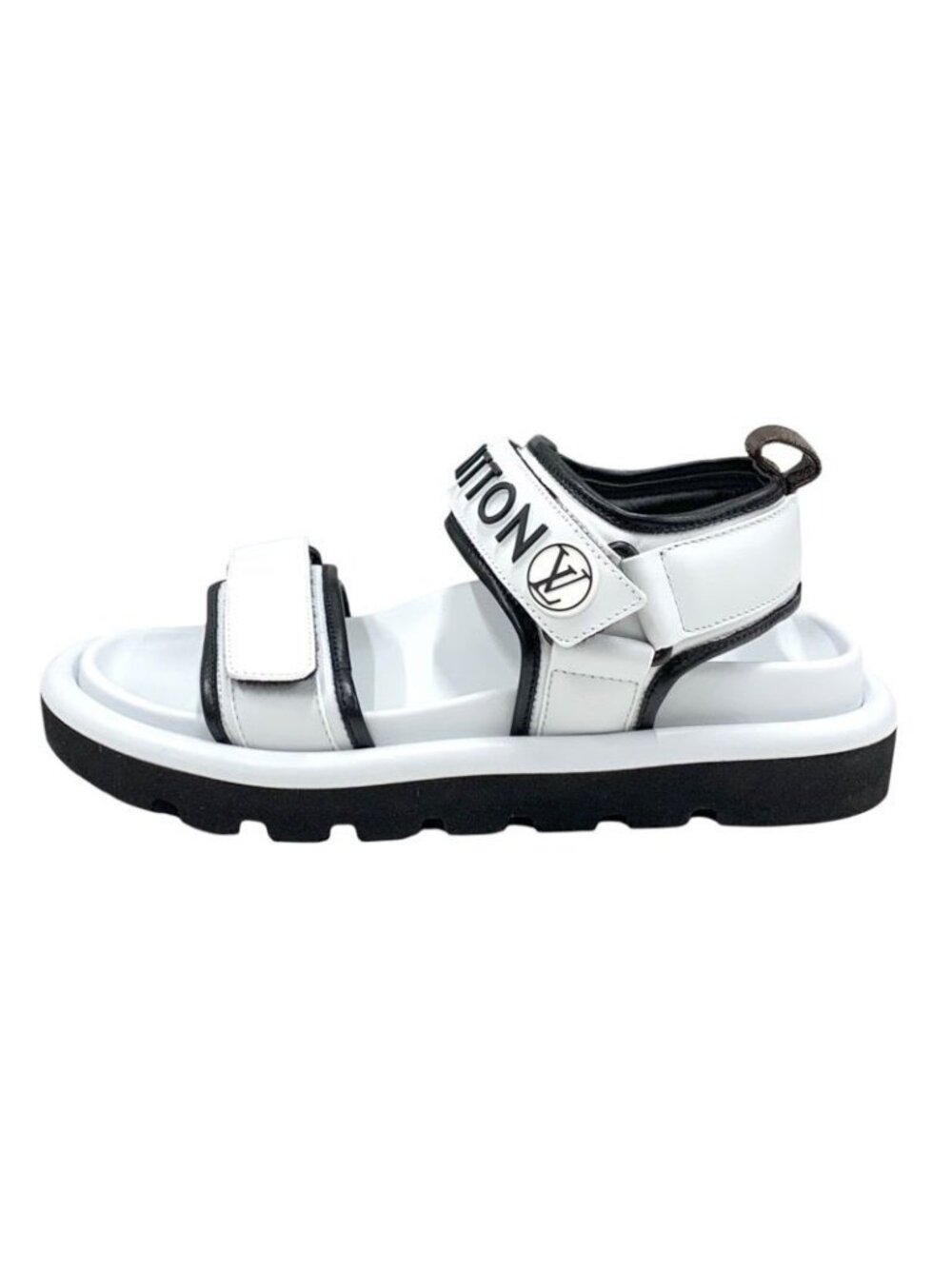 ★SOLD★ Louis Vuitton Pool Pillow Line Sandals Shoes Leather White Black - Picture 3 of 10